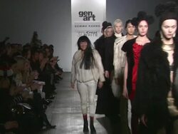 Designer Gemma Khang and models at Crest 3D White Presents Art Garde Designers at The Box at Lincoln Center on 02/09/2012 in New York, NY, United States Stock Footage