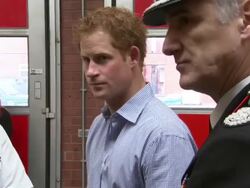 Prince Harry Visits Salford Fire Station News Clip
