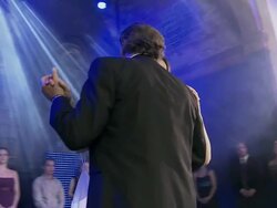 Bride dances with her father in circle of dancers Stock Footage