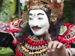 CU Shot of man performing with mask on / Ubud, Bali, Indonesia Stock Footage