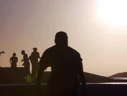 Skateboard Sand Storm Slow Motion Stock Footage