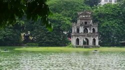 View of Hanoi Hoan Kiem Lake District Stock Footage