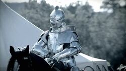 A knight and his horse prepare for a joust. Stock Footage