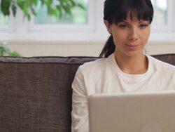 Information sofa laptop Stock Footage