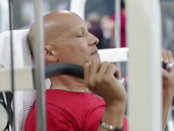 Mixed race man working out in the gym Stock Footage