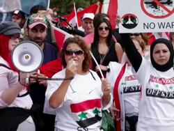 Rally At White House Protests Possible US Military Strike On Syria Stock Footage