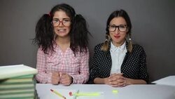 Disobedient student girls Stock Footage