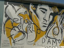 Berlin Wall, Grafitti, Murals,PAN Stock Footage