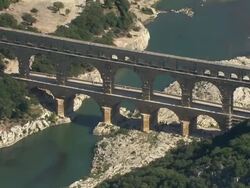 Flight Past The Pont Du Gard Stock Footage