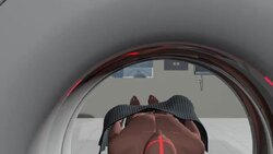 A monitor displays a patient's brain during an MRI scan. Stock Footage