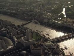 "Aerial Overhead tracking W/S Houses of Parliament, Westminster & London Eye" Stock Footage