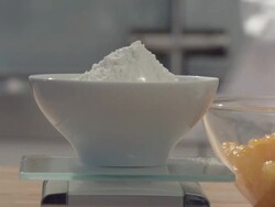 Meassuring Flour For Baking A Cake Stock Footage