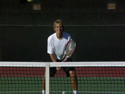 WS, ZI, ZO, Young man playing tennis, Santa Barbara, California, USA Stock Footage