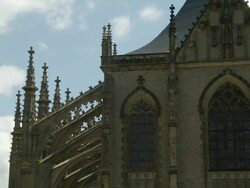 Pull back shot St Barbara Church Kutna hora Czech Republic Stock Footage