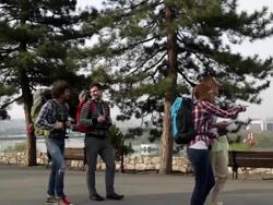 HD: Happy Backpackers Visiting Europe Stock Footage