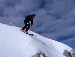 HD: Super Slo-Mo Shot of Young Free Ride Skier Stock Footage