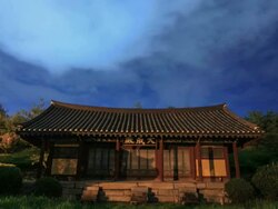 MS T/L Night view of Chungju hyanggyo (Confucian temple and school to teach local students in Joseon Dynasty period) / Chungju, Chungcheongbuk-do, South Korea Stock Footage