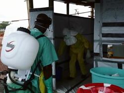 Ebola Case Management Facility ELWA 3 In Monrovia Stock Footage