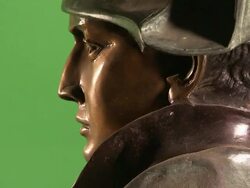 A bust of Napoleon Bonaparte rotates against a green screen. Stock Footage