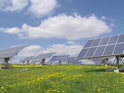 HD Solar Park in Spring Time Lapse Stock Footage
