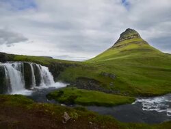 Timelapse video of Moving cloud and water at Kirkjufell, Iceland Stock Footage
