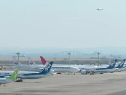 Grounded Boeing 787 Aircraft At Haneda Airport Stock Footage