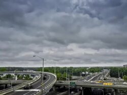 Dramatic cloudscape over Connecticut I-91 and I-84 interstates. Stock Footage