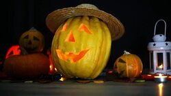 Halloween pumpkin head jack lantern Stock Footage