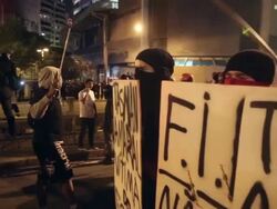 Protest In Rio De Janeiro, After The First Game At The Revamped Maracana Stadium. Stock Footage