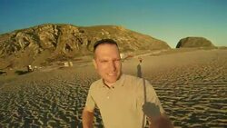 WS Thumbs Up Selfie On Malibu Beach Stock Footage