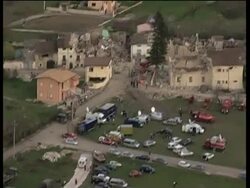 WRAP Aerials of damage, groundshots, tents, rescue attempts; ADDS tremblor News Clip