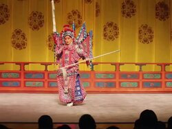 MS Actor performing Beijing opera in traditional theatre AUDIO / xi'an, shaanxi, china Stock Footage