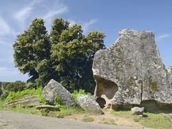 MS Shot of Archaeological site of the Neolithic / Filitosa, Corsica, France Stock Footage