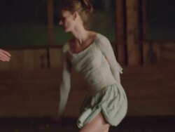 two dancers dancing in wooden barn Stock Footage