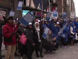 ATMOSPHERE - NASDAQ Closing Bell at Fight Colorectal Cancer: One Million Strong - Colon Cancer Awareness 2014 Stock Footage