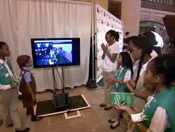 Girl scouts at Girl Scouts Kicks Off National Girl Scout Cookie Weekend at Grand Central Terminal Stock Footage