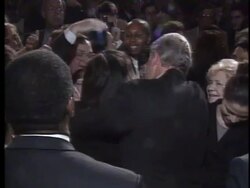 Bill Clinton hugs Monica Lewinsky at a Democratic Stock Footage