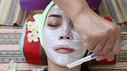 beautiful woman asia in spa and facial mask Stock Footage