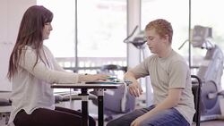 Female occupational therapist working with child patient Stock Footage
