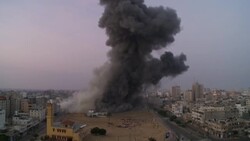 Explosion as Israeli missile targets Hamas security compound News Clip