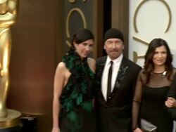 The Edge, Adam Clayton, Bono & Larry Mullen Jr. - 86th Annual Academy Awards - Arrivals Stock Footage
