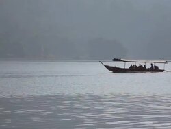 long-tailed boat transportation Stock Footage