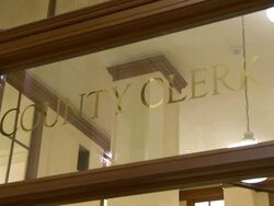 LS MS ZI Sign at county clerk's office at San Francisco City Hall/ San Francisco, California/ AUDIO  Stock Footage