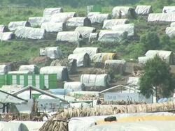 The view of refugee camps (Zoom out) Stock Footage