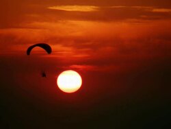 Paraglider, sunset. Stock Footage