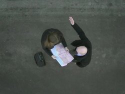 HD CRANE: Business Couple Arguing While Got Lost Stock Footage