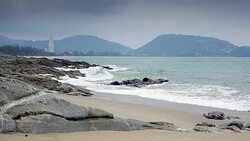 Beach with large rocks Stock Footage