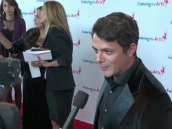 Musician Alejandro Sanz being interviewed at Tony Bennett's 85th birthday celebration 09/18/11 Stock Footage