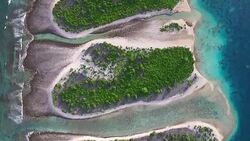 Overhead of small motus on Manra Atoll Stock Footage