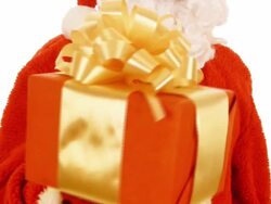 HD: Santa Claus with beautiful gift box Stock Footage